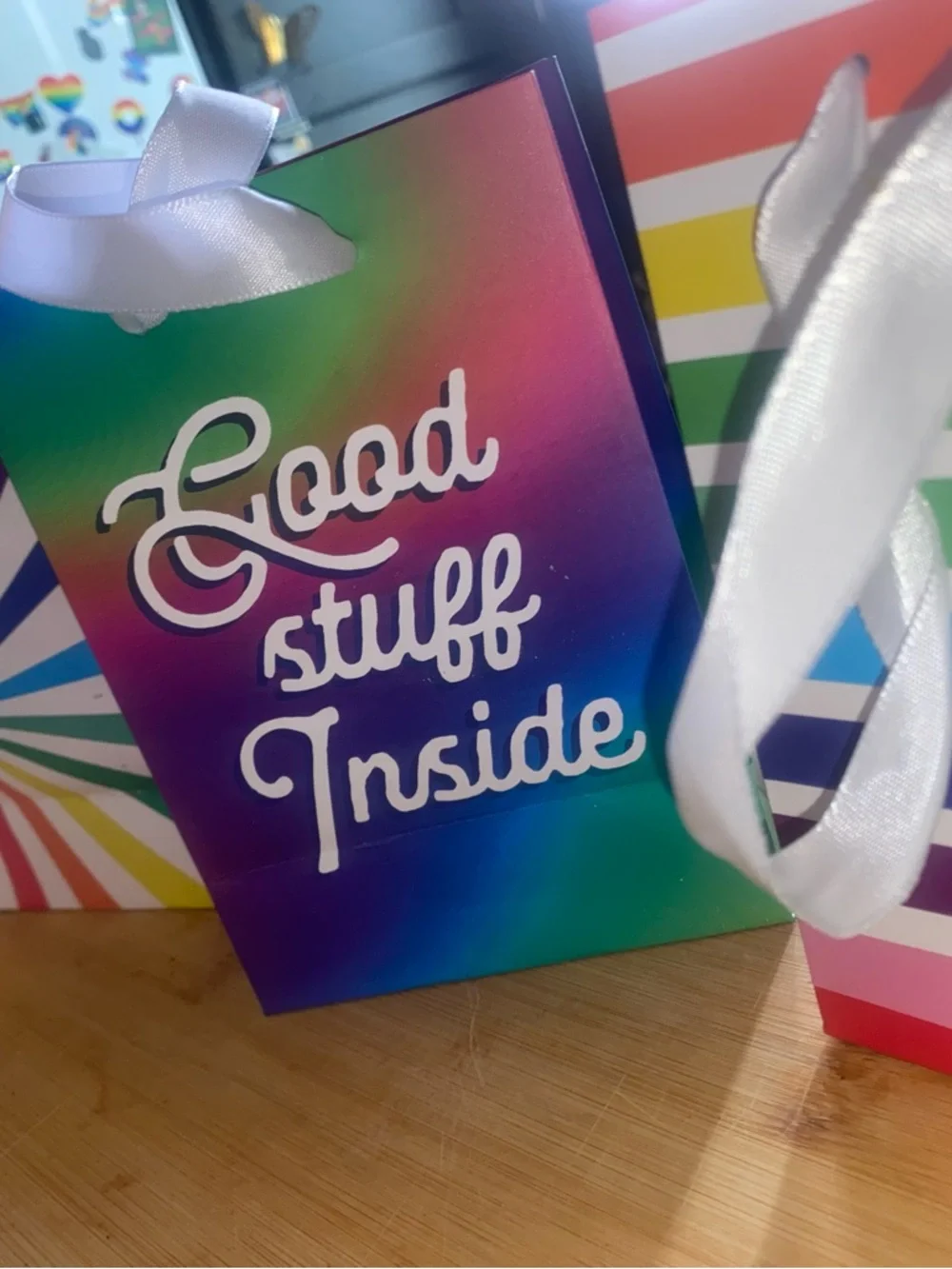 Rainbow Stripe Gift Bags - Multicolor Party Favor Bags